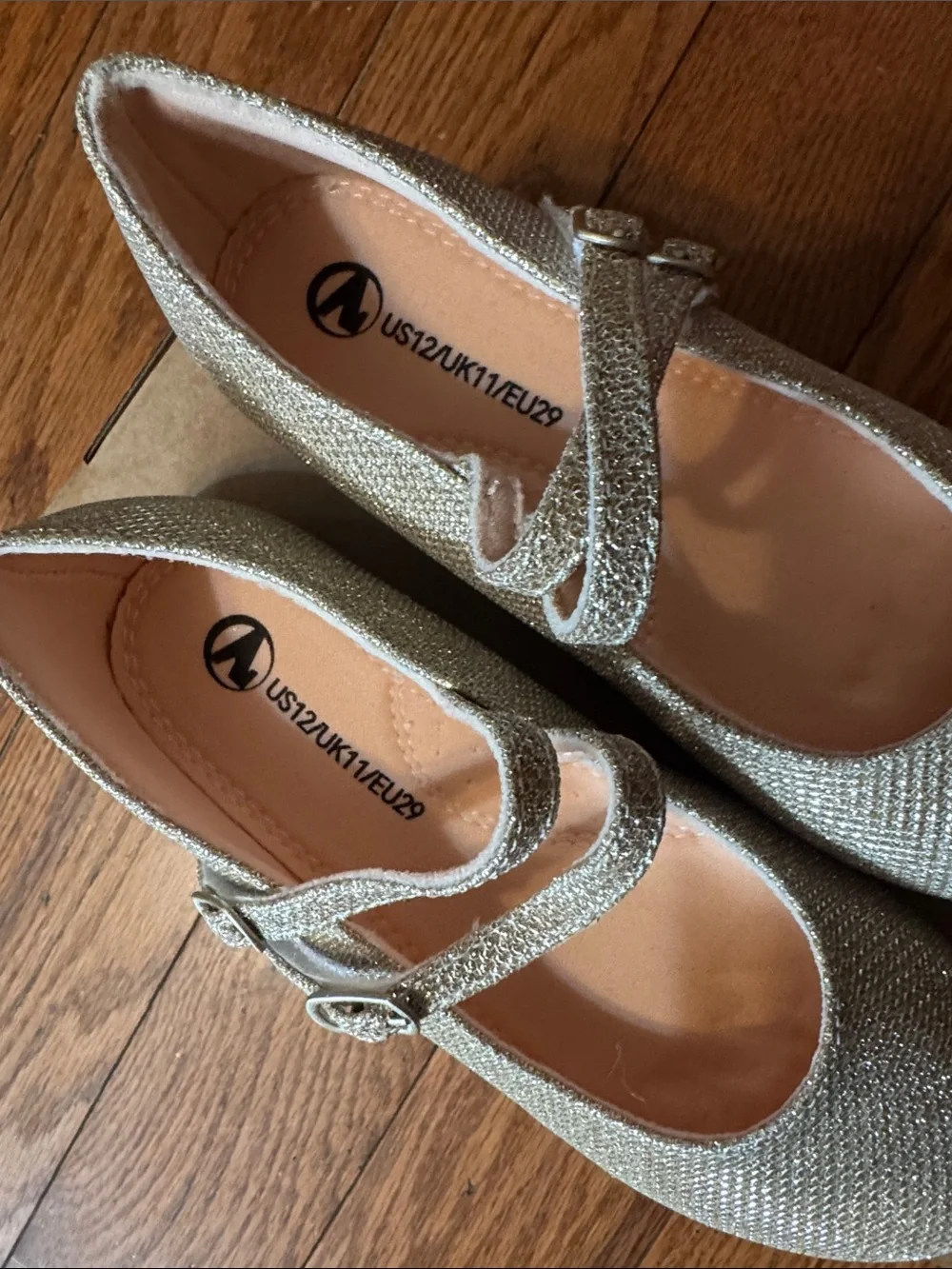 Girls Sparkle Mary Jane Flats in Light Gold